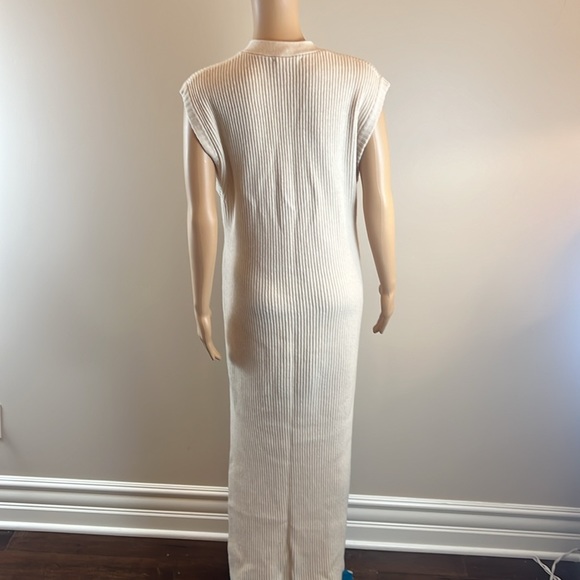 Jonathan Simkhai Annette Rib Knit Cream Cashmere Blend Henley Dress - Picture 12 of 14